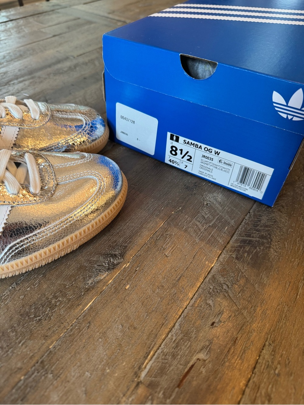 adidas Samba Metallic Silver with White Stripes - Picture 2 of 4